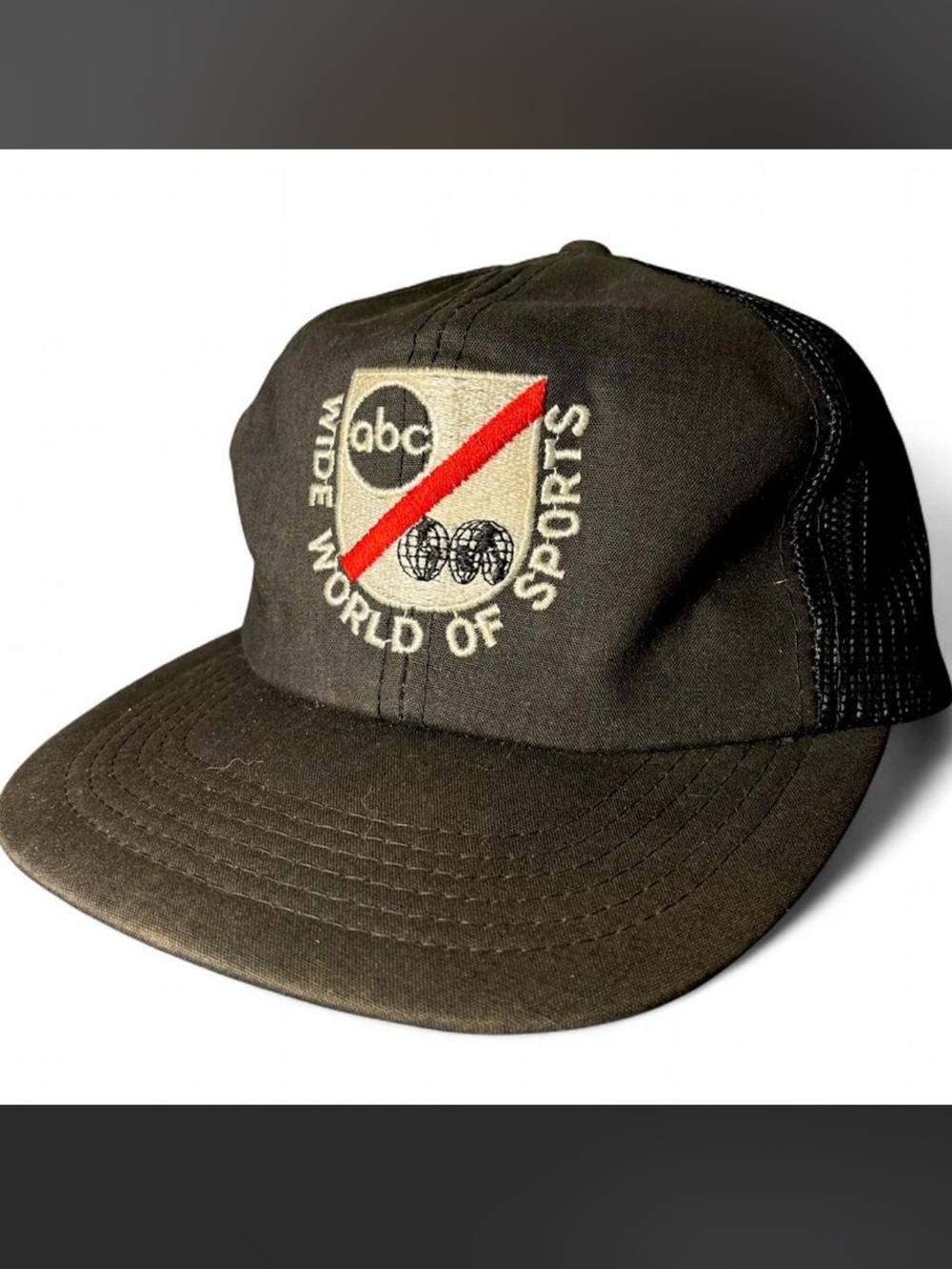 Vintage ABC Wide World of Sports Hat Trucker Snapback Globe Logo 80s
